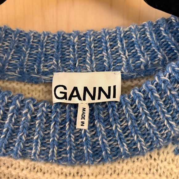 Ganni Cream and Blue Wool Sweater - Picture 4 of 4